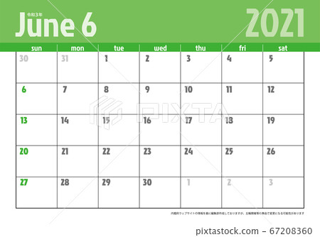 靈巖3年2021年日曆材料插圖數據|現代六月矢量數據 67208360