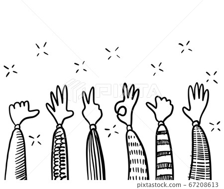 hand drawn of applause. hand gesture on doodle style , vector illustration. hand drawn of applause. hand gesture on doodle style , vector illustration. 67208613