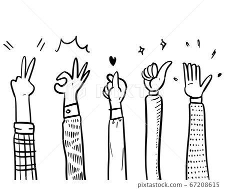 hand drawn of applause. hand gesture on doodle style , vector illustration. hand drawn of applause. hand gesture on doodle style , vector illustration. 67208615