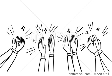 Hand Drawn sketch style of Human hands clapping ovation. applause, thumbs up gesture on doodle style , vector illustration. 67209031