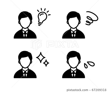 消極和積極思考圖標/擔心/閃光 67209318