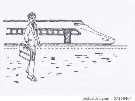 在新幹線旅行的年輕上班族 67209464
