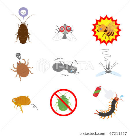 Illustration set of cute pests repel 67211357