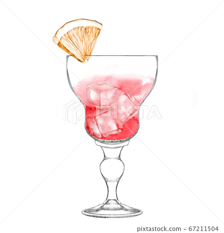 Glass of alcohol cocktail with orange slice 67211504