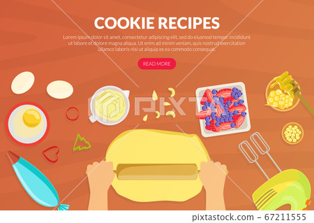 Cookie Recipes Landing Page Template, Tasty Food Recipes, Cooking Course, Online Food Ordering Website, App, Web Page Vector Illustration 67211555