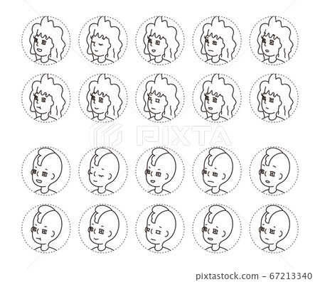 Side-view icon of two people Expression variation 11 67213340