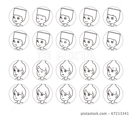 兩個人的側面輪廓圖標表情變化12 兩個人的側面輪廓圖標表情變化12 67213341