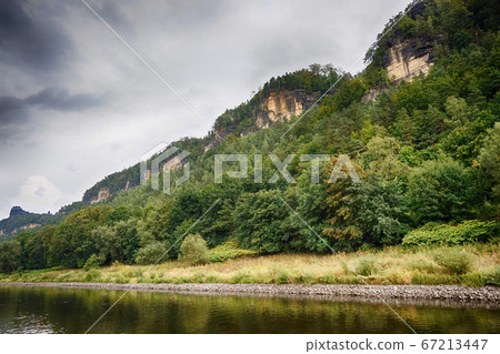 Stunning landscape along river Elbe 67213447