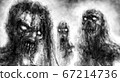 Scary demonic zombies with glowing eyes 67214736