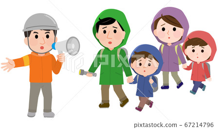 Illustration guided by a family evacuating due... - Stock Illustration ...