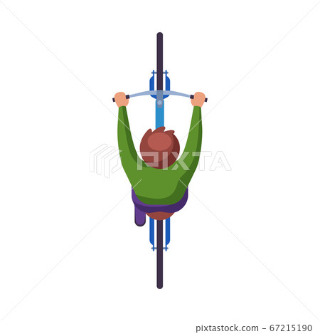 Man Riding Bike, View from Above, Cyclist Character on Bicycle, Eco Healthy Lifestyle Flat Vector Illustration Man Riding Bike, View from Above, Cyclist Character on Bicycle, Eco Healthy Lifestyle Flat Vector Illustration 67215190