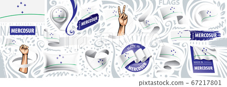 Vector set of the national flag of Mercosur in various creative designs 67217801