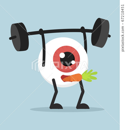 Eyeball Cartoon Lifting Weights with carrot Eyeball Cartoon Lifting Weights with carrot 67218451
