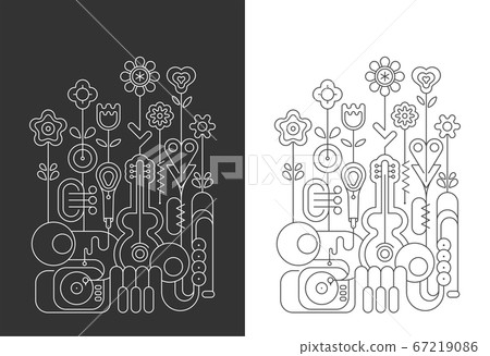 Two options of a Flowers and Musical Instruments 67219086
