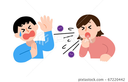 咳嗽的高級婦女和不喜歡便衣的男人(簡單的顏色) 咳嗽的高級婦女和不喜歡便衣的男人(簡單的顏色) 67220442