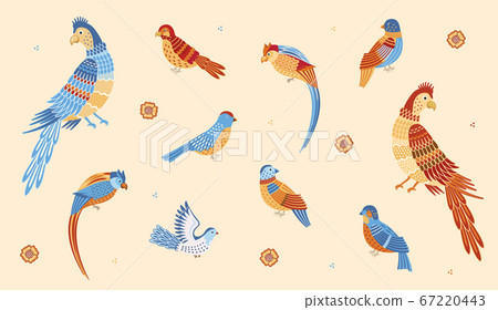 Stylized birds collection isolated on light background. Vector illustration Stylized birds collection isolated on light background. Vector illustration 67220443