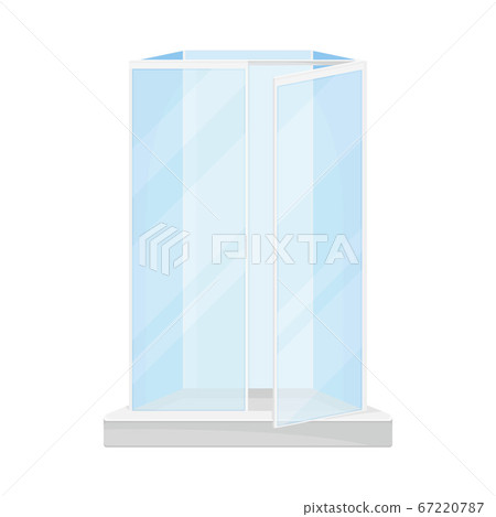 Stall Shower or Shower Unit with Door to Contain Water Spray Vector Illustration 67220787
