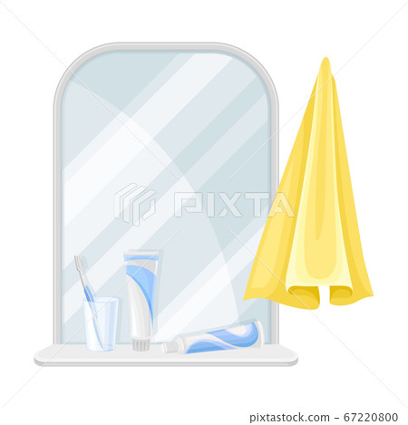Mirror and Shelf with Toothbrush and Toothpaste... - Stock Illustration ...