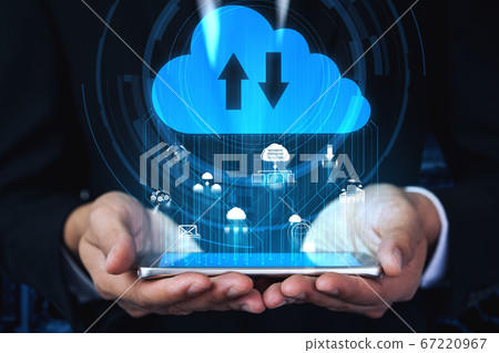 Cloud computing technology and online data storage for business network concept. Cloud computing technology and online data storage for business network concept. 67220967