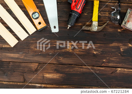 Top view flat lay of tools for handyman Top view flat lay of tools for handyman 67221284
