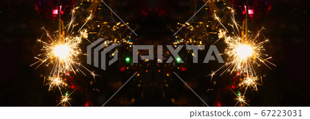 Bengali fire. Festive firework salute burst. 67223031