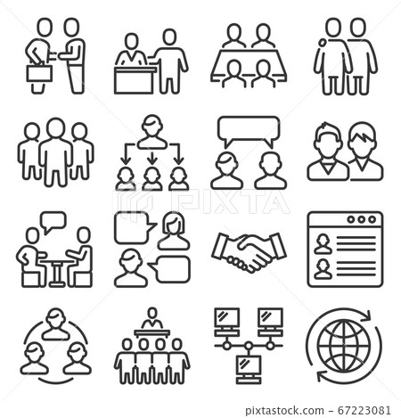 Business Cooperation Management Icons Set on White Background. Line Style Vector 67223081