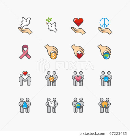 donation and charity icons flat line design vector donation and charity icons flat line design vector 67223485
