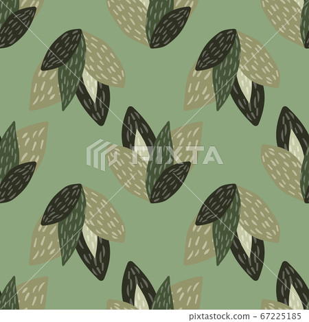 Seamless botanic pattern with brown and green - Stock Illustration ...
