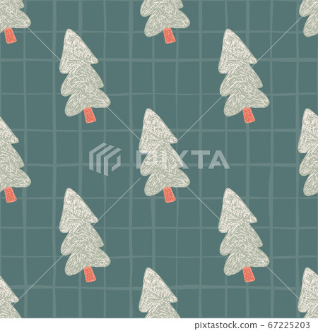 Seamless pattern with grey christmas tree on green - Stock Illustration ...