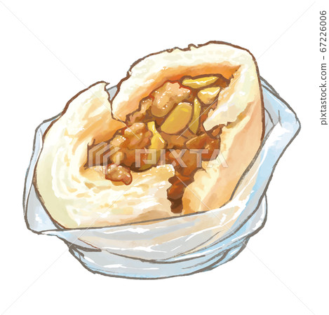 Watercolor style Taiwanese cuisine bamboo shoots meat package 67226006