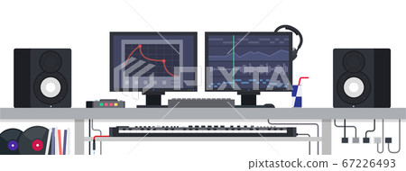 Musician workspace. Vector flat illustrations. Music and recording industry. 67226493