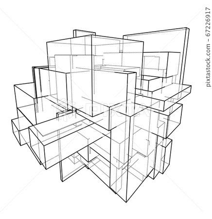 Wireframe Boxes. Sketch style - Stock Illustration [67226917] - PIXTA