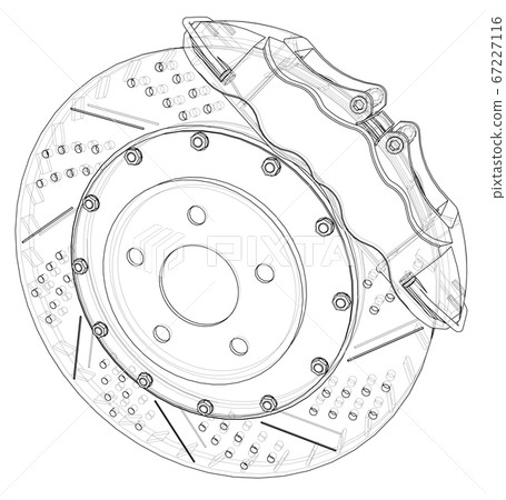 Brake disc outline. 3D illustration Brake disc outline. 3D illustration 67227116