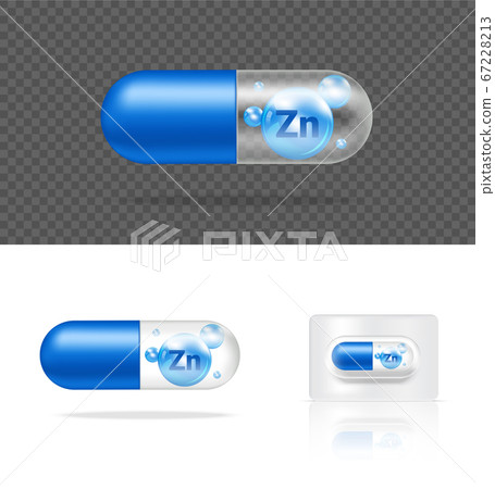 Mock up Realistic Transparent Pill Vitamin Zinc 67228213