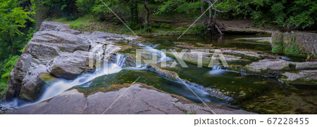 Panoramic picture ,small forest creek with 67228455