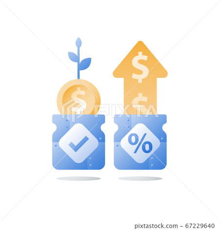 Financial fund, glass jar and coins, savings 67229640