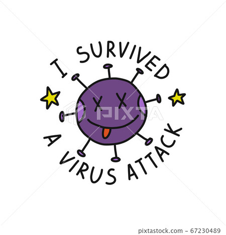 i survived a virus attack sticker doodle icon, i survived a virus attack sticker doodle icon, 67230489