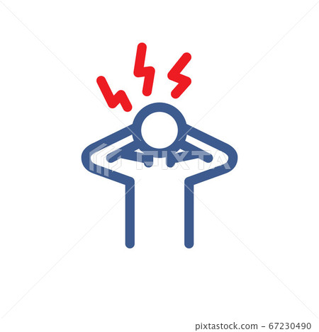 headache line icon, vector color flat illustration 67230490