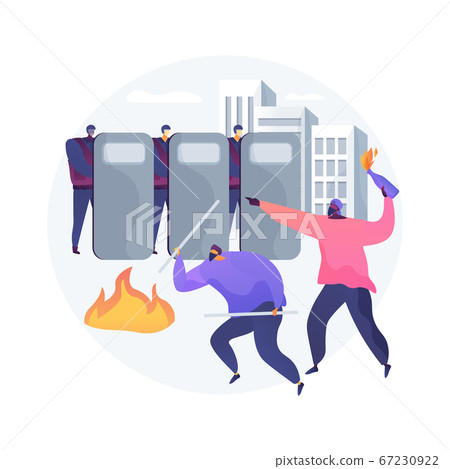 Mass riots abstract concept vector illustration.-插圖素材 [67230922] - PIXTA圖庫