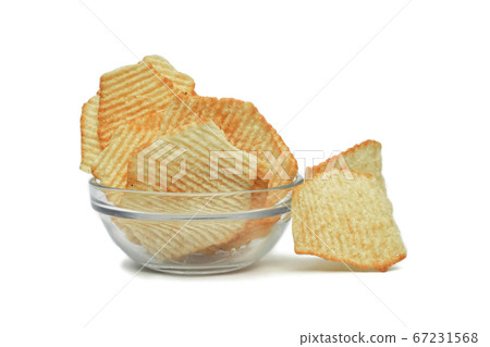 Corrugated Potato Chips. Snack. Isolate 67231568