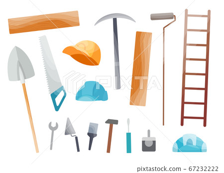 Collection of hand tool. Set of equipment for repair. Handyman tools. Isolated vector illustration in cartoon style. Tools set for kids builders 67232222