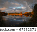 Scenic cloud formation on the lake at sunset 67232371