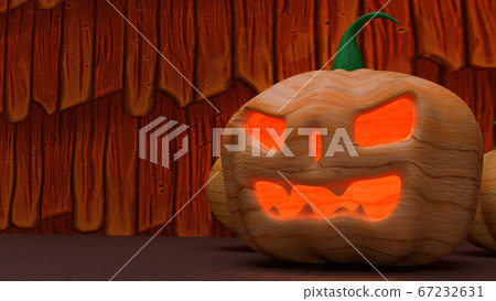 The pumpkin jack o lantern in wooden ... - Stock Illustration [67232631 ...