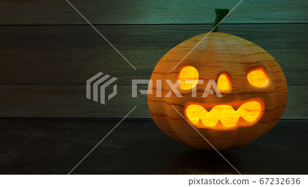 The pumpkin jack o lantern in wooden ... - Stock Illustration [67232636 ...
