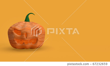 The pumpkin jack o lantern in yellow background 3d rendering. The pumpkin jack o lantern in yellow background 3d rendering. 67232659