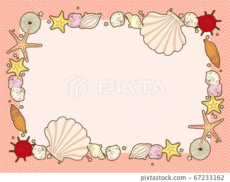 Cute seashell illustration frame - Stock Illustration [67233162] - PIXTA