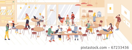People working at open space coworking office area 67233436
