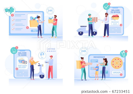 Online food order delivery to home or office set 67233451