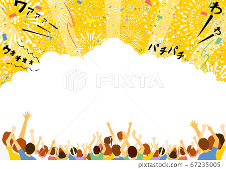 觀眾和聲音效果煙花氣球集中線背景 67235005