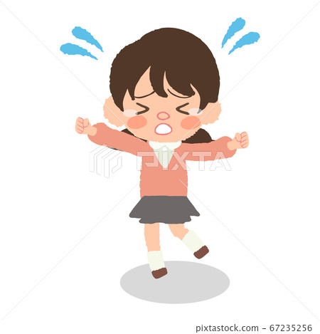 哭泣的兒童，發育障礙，不適的時期，恐慌等的全身插圖。 67235256